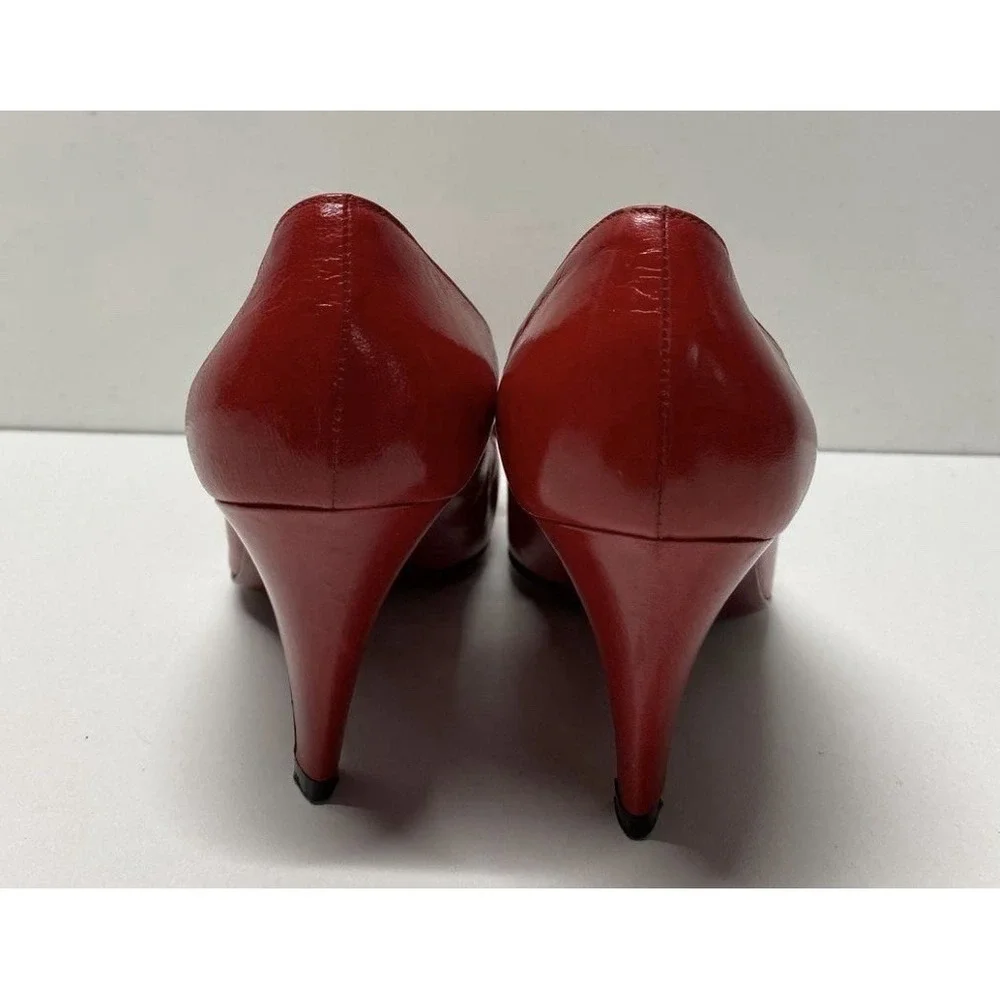 Bruno Magli Authentic Red Leather Pumps Made In Italy Heels Size‎ 5 W Italy COA